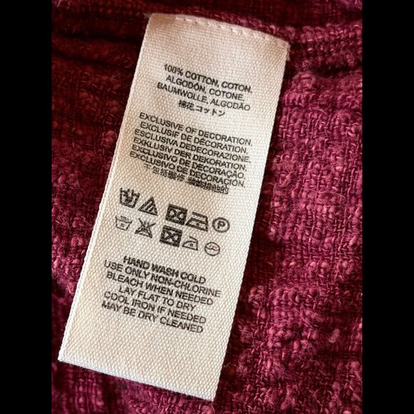 Free People Sweater Large Womens Red Playing in Plaid Pullover Frayed Drawstring - Picture 7 of 7